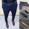 Męskie spodnie męskie spodnie Formalne spodnie rozciągnij Slim Pantalone Hombre Calca Masculina Solid Kolor Spodenki sukienki Fashion Men Ubranie 231012