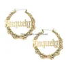 Hoop & Huggie Bamboo Hoop Earrings Customize Name Earring Bamboo-Style Custom-Earrings With Statement Words Number Jewelry Earrings Dhw3O