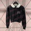 Korte stijl gebreide top Embrodiery Letter Slim Knits Herfst Winter Warm Damesgebreide truien met lange mouwen Breien T-shirts