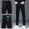 Calças de brim masculinas 2023 outono preto algodão elástico fino impermeável denim calças moda streetwear calças bonitas para homem