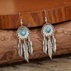 Dangle Oorbellen Bohemian Vintage Kwastje Dromenvanger Veer Turquoise Drop Earring Voor Vrouwen Party Punk Sieraden Geschenken Eh2189