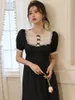 Women's Sleepwear French Hepburn Nightgown For Women Summer Silk Nightgowns Ruffles Black Dress Sexy Lace Victorian Pajamas Homewear