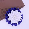 Brooches Layers Blue White Ribbon Flower Corsage PIN School Sorority Graduate ZETA Social Lady Brooch Accessory