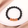 Nouveau acrylique numérique 8 volley-ball basket-ball sport Bracelet hommes Imitation obsidienne noir perle Bracelets élastique réglable bijoux charmes Pulseras en gros