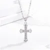 Hänghalsband Jesus Diamond Cross Halsband tror guldhalsband kedjor kvinnor män mode smycken vilja och smycken halsband hänger dhivh