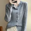 Misto lana da donna Autunno Inverno Cardigan in cashmere da donna stile 2023 Cappotto maglione tinta unita 231011