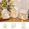 Fournitures de jouets de Noël Mini lumière de Noël Maison en bois Cadeau pour enfants avec flocon de neige Blanc Château lumineux Arbre de Noël lumineux R231012