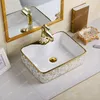 Bathroom Sink Faucets Electroplated Gold Table Basin Ceramic Oval Washbasin Wash Art