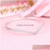 Bangle Cz Diamond Sparkling Wishbone Bangle Bracelet Set Real Sterling Sier Women Wedding Jewelry With Original Box For P Girlfriend G Dh9Po