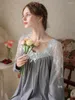 Kobietowa odzież snu Kobiet francuska wiktoriańska bawełniana bawełniana sukienka nocna sukienka vintage koronkowa spół