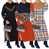 Sukienki damskie 2023 Autumn and Winter New Printed Slit z kapturem Sweter damski