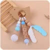 Baby Teether Toys Natural Wooden Silicone Teething Beads Newborn Teeth Practice Food Grade Soother Infant Feeding Cartoon Animals Kids Chew Toy