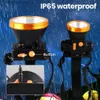 Lampade frontali Lampada frontale a LED Ricaricabile Forte luce da campeggio Lampada frontale a LED impermeabile per esterni Lampada da pesca notturna Batteria al litio incorporata Q231013