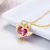 Pendanthalsband söta 925 Sterling Silver Gold Color Rose Red Stone Charm Heart Choker Necklace For Women Girl Crisis Moonlight Jewelry 231011