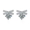 Stud Earrings Luxury Silver Color Women X-shaped Dazzling Micro Paved CZ Stones Versatile Female Accessories High Quality Jewelry