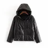 Women's Jackets Women Coat For Autumn Winter Imitation Leather Cotton Hooded Jacket Black Brown Zipper Thickened Warm Outerwear Clothing