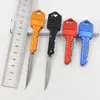 Portable Key Shaped Folding Knife Keychain Stainless Steel Blade Self Defense Keychain Collectible Mini Key Shape Pocket Knife Camping Outdoor Survival Tool