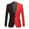 Men's Suits Men Lightweight Suit Coat Flap Pockets Slim Fit Lapel With Patchwork Contrast Color Long Sleeve For