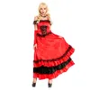 Cosplay Red Sexy Lace Spanish Gypsy Flamenco Dance Costume Halloween Cosplay Queen Stage Performance Uniformcosplay