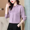 Elegante impressão blusa de seda feminina designer fita arco pista camisa de cetim manga longa outono inverno formal botão até camisas 2023 escritório senhoras moda topos plus size