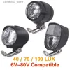 Huvudlampor 6v-80v 24v 36v 48v 60v Universal Compatible 3W 100LUX Bike Electric Bicycle E-Bike Headlight Light Head Light Lamp Q231013