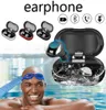 Metal TWS Bluetooth Earphone IPX7 Simning Trådlös headset Sport Vattentäta öronsnäckor Stereo Hörlurar med laddning Box1130861