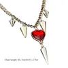 Chains Red Crystal Heart Necklace Steel Love Choker Egirl Collar Necklaces Women Jewelry Accessories