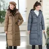 Trenchs de femmes manteaux de mode longue coupe-vent coton-rembourré femme vers le bas manteau de coton à capuche veste d'hiver épais chaud rembourré bouffant parkas