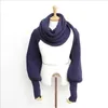 Shawls SupSindy European style Winter women long scarf with sleeves wool knitted scarves for women Thick Warm Casual Shawl High quality 231012