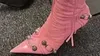 Moda apontou toe botas femininas corrente franja zíper bombas saltos de couro macio senhoras sapatos de festa 230922