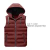 Men's Vests Winter Men Vest Jacket Hooded Slim Fit Fluffy Filling Waistcoat Autumn Cotton Padded Sleeveless Streetwear