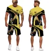 Heren Trainingspakken Zomer 3D Afrikaanse Print Vintage Stijl T-shirts Shorts 2 Stuk Mannen Kleding Streetwear Sportkleding Man Tees tops