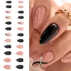 Faux ongles 24 pièces détachables bricolage faux Nials à pois longs amande français