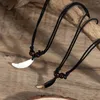 Pendant Necklaces Rope Chain With Acrylic Wolf Teeth Pendants Necklace For Men Trendy Layered On Neck Accessories 2023 Fashion Jewerlry Gift