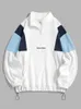 Men s Hoodies Sweatshirts Hoodie for Men Fluffy Polar Fleece York Embroidery Turtleneck Pullover Color Block Zipper Sweats 231012