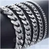 3-11mm Bracelets pour hommes en acier inoxydable gourmette chaîne à maillons cubains couleur argent noir bracelet en or hommes femmes bijoux cadeau 7-10 Dhgarden Ots3X