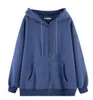 Felpa con cappuccio da donna Felpa con zip Casual oversize con cappuccio stile coreano Harajuku Solido sciolto manica lunga giacca da donna cappotti grandi 231011