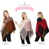 Shawls Large Grid Color Matching Knitted Warm Shawl Autumn and Winter Tassel Pullover Cape Ponchos 231012