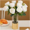 Decoratieve bloemen Wonderf Lange levensduur Geen behoefte aan water Fake Faux Silk Rose Flower Home Impment Kunstmatige Dhenq