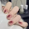 Falska naglar 24st falskt fyrkantigt fransk nagelpress på glitter vattentäta faux naglar