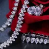 Zestawy biżuterii ślubnej Lxoen Luksusowe błyszczące narzeczone z cyrkonami dla kobiet biały złoty kolor okrągły naszyjniki Bransoletka 231012