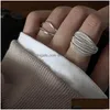 Sterling Sier Unique Lines Rings For Women Jewelry Finger Adjustable Open Vintage Ring Party Birthday Gift Dhgarden Otmfi