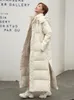 Femmes vers le bas Parkas veste d'hiver femmes Xlong épaissir manteau avec une capuche droite vêtements d'extérieur élégants mode coréenne femme 231011