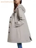 Trench da donna Primavera Autunno Lady Casual Impermeabile con cappuccio Manica lunga Frangivento Donna Allentato A-LINE Capispalla coreano Abbigliamento donna