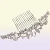 Bröllop Brudtillbehör Silver Flower Crystal Rhinestone Hair Pin Clips Bridesmaid Kvinnor Hårsmycken JCH0088789154