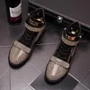 Ny designer herr glitter strass höga toppar avslappnade lägenheter skor skateboard tjocka botten sneakers sapato social masculino da21