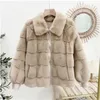 Women's Fur Faux Fur Korean Danish Mink Short Coat All-Match Women's Faux Fur Jacket High-End Fashion Mother's Clothes Splicing Wool Jacket Black Q8 231011