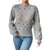 Pulls pour femmes col rond coloré boule tricot pull pull Laye hommes