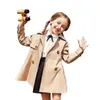 Куртки Детские винтажные пальто-тенч Одежда для девочек Ветрозащитная куртка Британская двубортная ветровка с отложным воротником на пуговицах Ремень для детей