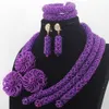 Wedding Jewelry Sets Amazing Purple Beaded African beads jewelry sets Statement Necklace Set Party nigerian wdding W13665 231012